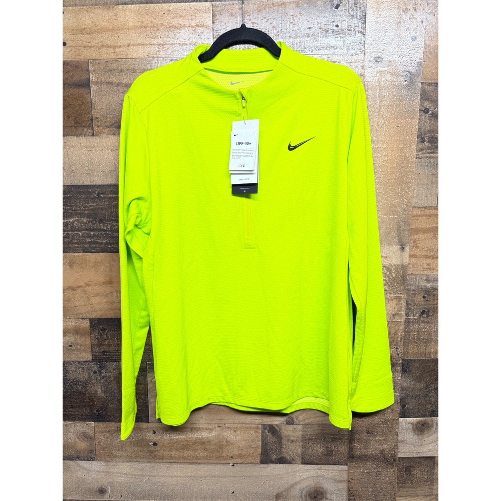 Nike Golf Dri-FIT UV‎ Victory Half-Zip Neon Yellow Volt Pullover DX1491-389 L